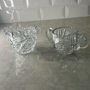 Vintage pressed glass cream and sugar bowl